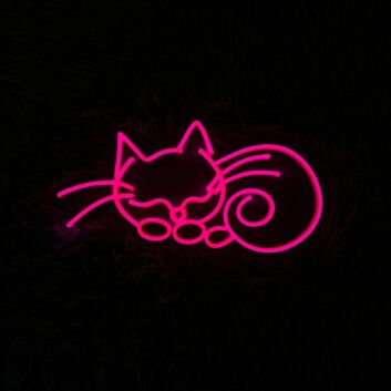 Brighten Your Home Office or Add Fun to Parties with the Cat Line Art Sleeping LED Neon Sign - A Versatile Decor Piece.