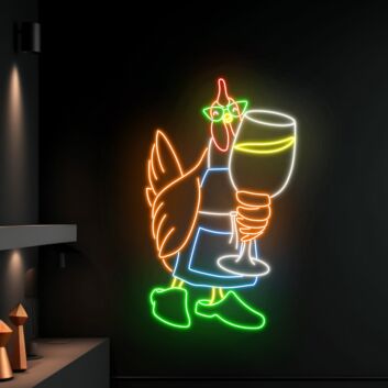 Brighten Your Bar or Restaurant with the Unique Chicken Drinking Champagne Led Neon Sign, Perfect for Home Parties and Wedding Celebrations Too.