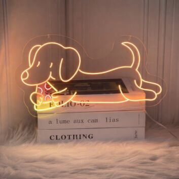 Brighten Your Bar, Kitchen, or Party Room with the Adorable Cute Dachshund Eat Pizza Led Neon Sign Dachshund Sausage Pizza Led Sign