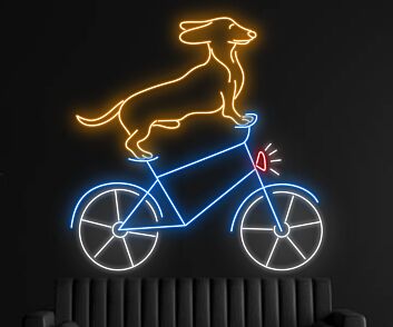 Brighten Your Home, Bar, and Storefront with the Whimsical Cute Dachshund Riding Bike LED Neon Sign Dachshund Butt Neon Light Decor.