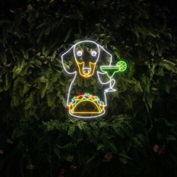 Brighten Your Space: Dachshund Eat Tacos And Drink Margarita Led Neon Sign, Perfect for Home Decor, Bars, and Celebrations.
