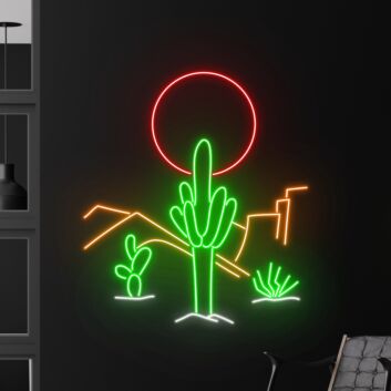 Light Up Your Space: Desert Cactus Led Neon Sign for Vibrant Home Decor, Trendy Coffee Bars, Chic Restaurants, and Sparkling Club Settings