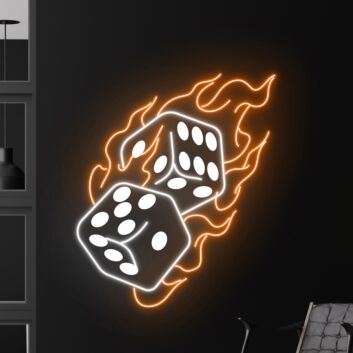 Brighten Up Your Game Night or Casino-themed Party with the Spectacular Dice Fire Casino Poker Casino LED Sign Decor.