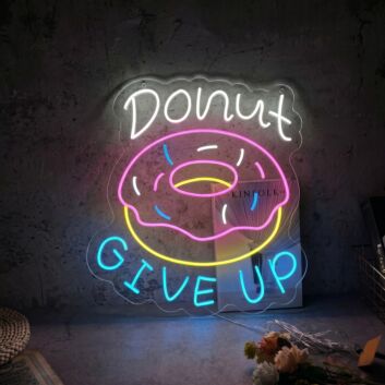 Brighten Your Bakery, Boost Your Home Office Vibes, and Add Sweetness to Parties with the Donut Give Up Led Neon Sign Custom Donut Neon Led Sign.