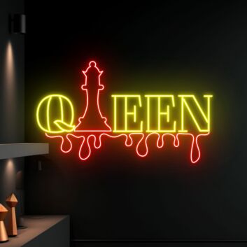 Brighten Your Chess Club and Celebrate Victories in Style with Dripping Queen Chess Custom Neon Light - Perfect for Sport Club Stadiums, Chess Stores, and Thematic Party Decorations.