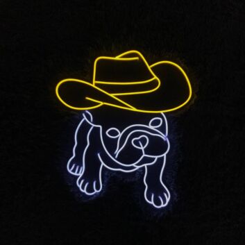 Brighten Up Your Space: France Bulldog Cowboy LED Neon Sign Perfect for Home Decor, Bars, and Pet Shops