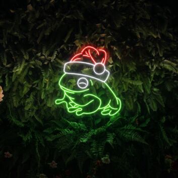 Brighten Your Festivities: Ideal for Christmas Celebrations, Home & Office Decor - Frog In Christmas Hat Led Neon Sign