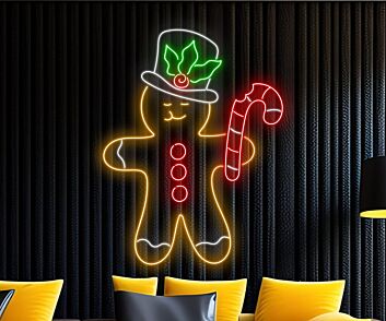 Brighten Your Festive Season: Ideal for Home, Office, and Christmas Party Ambiance with Gingerbread Led Neon Sign Christmas Decor Neon Light.