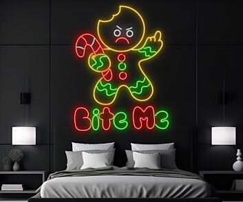 Brighten Your Christmas Festivities: Gingerbread Man Funny Led Neon Sign for Home, Office, and Holiday Party Decor.