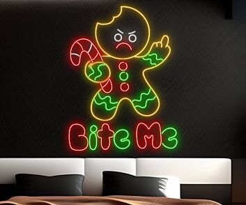 Brighten Your Christmas Festivities: Gingerbread Man Funny Led Neon Sign for Home, Office, and Holiday Party Decor.