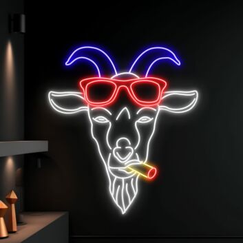 Light Up Your Night: Goat Smoking LED Neon Sign for Trendy Home Decor, Vibrant Parties, and Unique Bar or Club Ambiance