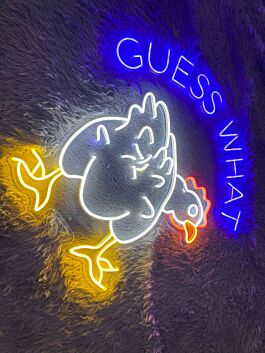 Brighten up Your Kitchen, Bar, or Farmhouse Fun with Guess What Chicken Led Neon Sign Chicken Led Sign Chicken Butt Neon Light.
