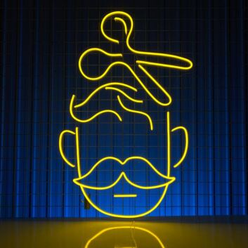 Barber Face and Scissors LED Neon Sign
