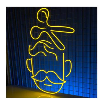 Barber Face and Scissors LED Neon Sign