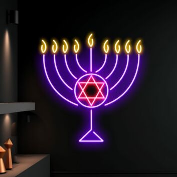 Brighten Your Hanukkah Celebrations and Decor: Happy Hanukkah Led Neon Sign for Home, Office, and Festive Events.
