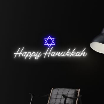 Brighten Your Festive Celebrations: Happy Hanukkah LED Neon Sign for Home Decor, Office, and Holiday Parties