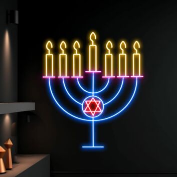 Brighten Your Hanukkah Celebrations and Decorations: Happy Hanukkah LED Neon Sign for Home, Office, Storefront, and Special Events.