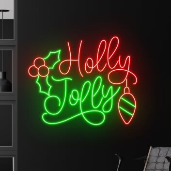 Brighten Your Holiday Celebrations: Holly Jolly Christmas Led Neon Sign Merry Christmas Led Light for Festive Home, Office, and Store Decorations.