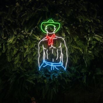 Revamp Your Space with Elegance: Howdy Cowboy Hat Texas Led Neon Sign Sexy Body Gay Man Cowboy Hat for Home Decor, Bars, and Festive Celebrations