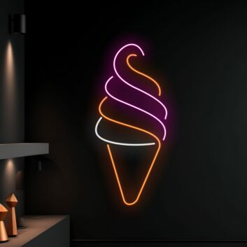 Brighten Up Your Space: Ice Cream Neon Led Light for Cream Coffee Shop, Home Decor, and Special Events Wall Accent