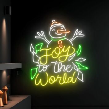 Brighten Your Festive Celebrations and Decor with Joy To The World Led Neon Sign Custom Snowman Christmas Led Sign for Home, Office, and Holiday Gatherings.