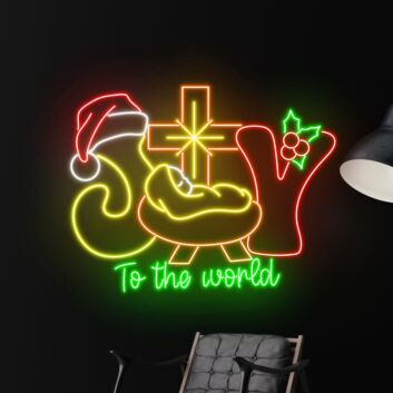 Brighten Your Festive Season: Joy To The World Led Neon Sign, Perfect for Christmas Decor, Holiday Parties, and Storefront Displays.