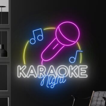 Brighten Up Your Entertainment Space with Karaoke Night LED Neon Sign - Perfect for Home Decor, Man Caves, Karaoke Bars, and Podcast Studios