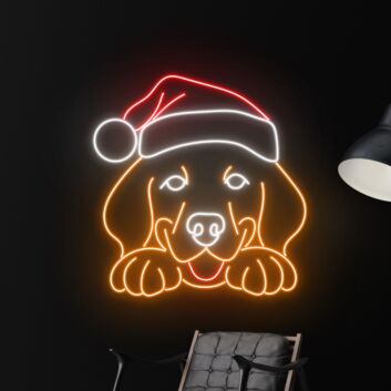 Brighten Your Festive Season: Perfect for Home Decor, Office Celebrations, and Christmas Parties - Labrador Christmas Hat LED Neon Sign