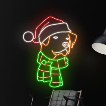 Brighten Your Festive Celebrations and Spaces: Christmas Labrador LED Sign for Home Decor, Office Festivities, and Joyous Holiday Parties.