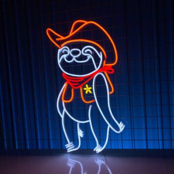 Brighten Up Your Christmas, Home, Bar, or Office with the Whimsical Charm of Lazy Sloth Cowboy LED Neon Sign Decor.