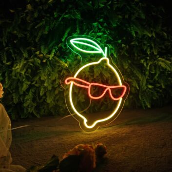 Brighten Up Your Space: Lemon Glasses Led Neon Sign, Perfect Custom Cute Fruit Led Light for Bars, Home Decor, and Lively Parties.
