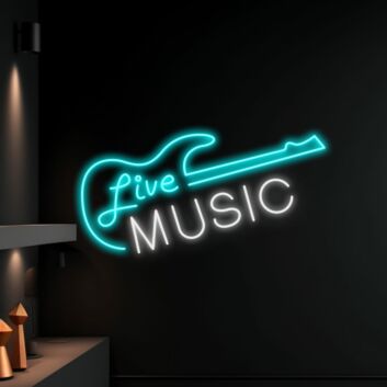 Live Music Electric Guitar Led Sign Coffee Music Decor Guitar
