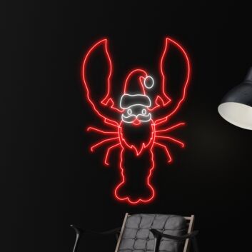 Lobster Christmas Hat Led Neon Sign Sea Animal Lover Neon Light Sea Food Lover Decor
