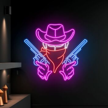 Man Cowboy Shooting Led Neon Sign Christmas Decor