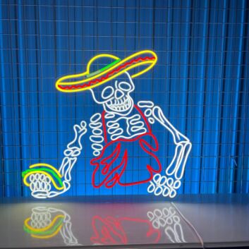 Mexican Skeleton Eating Tacos Led Neon Sign Skeleton Led Sign