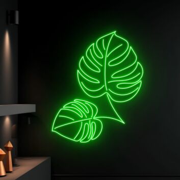 Monstera Leaf Led Neon Sign Art Deco Green Leaf