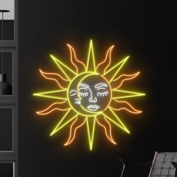 Moon And Sun Led Neon Sign Moon And Sun Neon Light Moon Lover Led Sign
