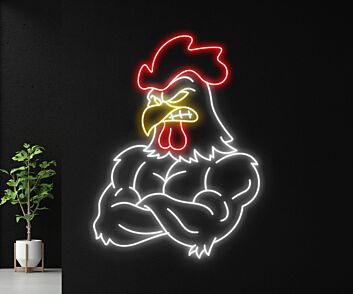 Muscular Rooster Muscle Chicken Led Sign Restaurant Decor Led Neon Sign Bar Club Decor