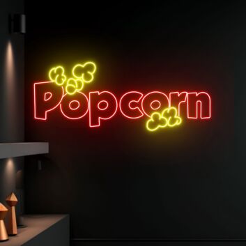 Popcorn Logo Led Neon Sign Cinema Led Neon Sign Movie Night Cinema Decor