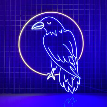 Raven Led Neon Sign Raven Led Light Raven In Circle Animal Neon Light