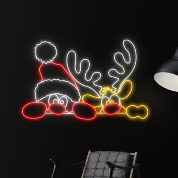 Reindeer Christmas Hat Led Neon Sign Reindeer Christmas Led Sign