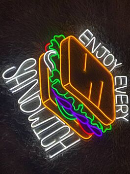 Sandwiches Restaurant Sandwiches Logo Decor Street Food Shop Led Neon Sign