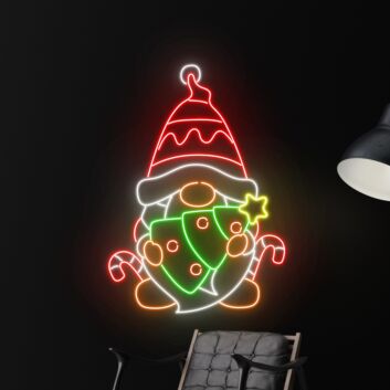 Santa Claus Hug Christmas Tree Led Neon Sign