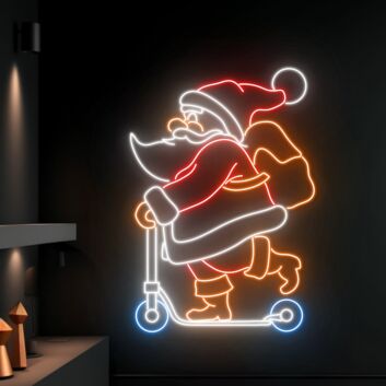 Santa Claus Riding Scooter Led Sign Santa Christmas Neon Light Christmas Decor
