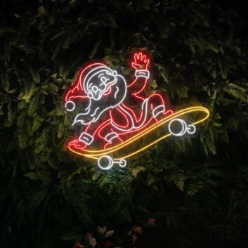 Santa Claus Skateboarding Led Neon Sign