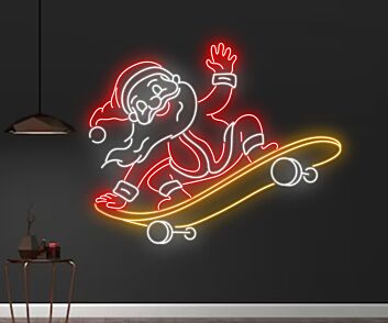 Santa Claus Skateboarding Led Neon Sign