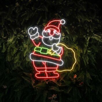 Santa Claus With Gift Bag Led Neon Sign