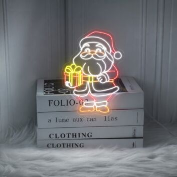 Santa Claus With Gift Led Neon Sign Santa Claus Christmas Led Sign
