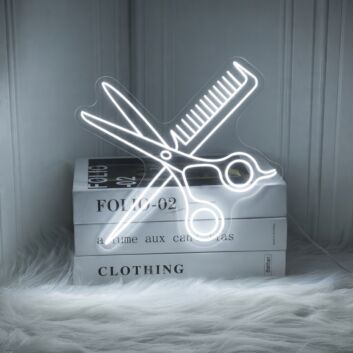Scissors And Comb Neon Led Sign Welcome Spa Logo Deco Barber Led Neon Light