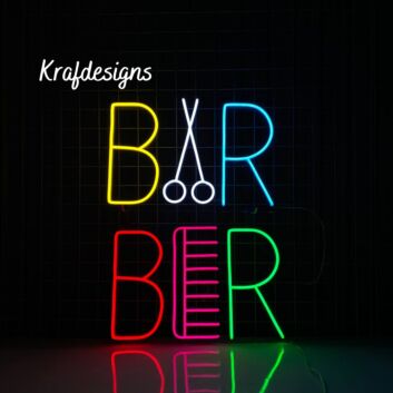 Scissors Comb Neon Led Sign Barbershop Wall Art Decor
